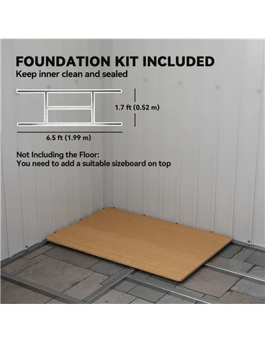 Outsunny 7 x 4ft Galvanised Steel Garden Shed, with Foundation Kit - Grey