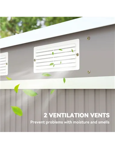 Outsunny 7 x 4ft Galvanised Steel Garden Shed, with Foundation Kit - Grey