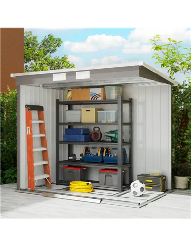 Outsunny 7 x 4ft Galvanised Steel Garden Shed, with Foundation Kit - Grey