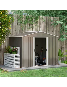 Outsunny 7.7 x 5.7ft Outdoor Garden Storage Shed, Metal Tool House with Ventilation and Sliding Doors, Light Grey 2