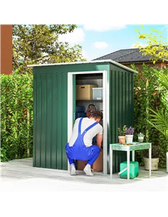 Outsunny 5 x 3ft Garden Storage Shed with Sliding Door and Sloped Roof Outdoor Equipment Tool, Green 2