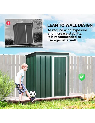 Outsunny 5 x 3ft Garden Storage Shed with Sliding Door and Sloped Roof Outdoor Equipment Tool, Green
