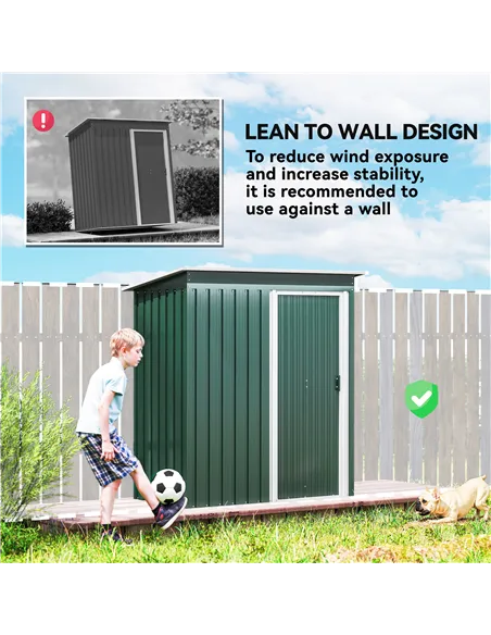 Outsunny 5 x 3ft Garden Storage Shed with Sliding Door and Sloped Roof Outdoor Equipment Tool, Green