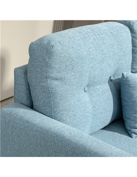 HOMCOM 2 Seater Sofa with Spring Cushion, Fabric Sofa with Wooden Legs, Modern Love Seat for Living Room, 140cm Width Tufted Cou