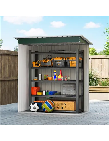 Outsunny 5 x 3ft Garden Storage Shed with Sliding Door and Sloped Roof Outdoor Equipment Tool, Green