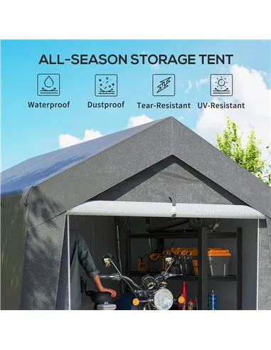 Outsunny 3.6 x 2.1m Portable Outdoor Shed, with Window - Dark Grey