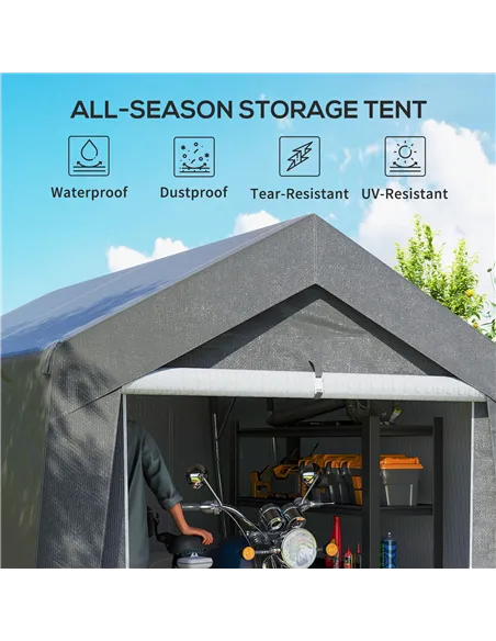 Outsunny 3.6 x 2.1m Portable Outdoor Shed, with Window - Dark Grey