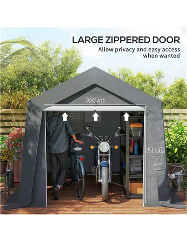 Outsunny 3.6 x 2.1m Portable Outdoor Shed, with Window - Dark Grey