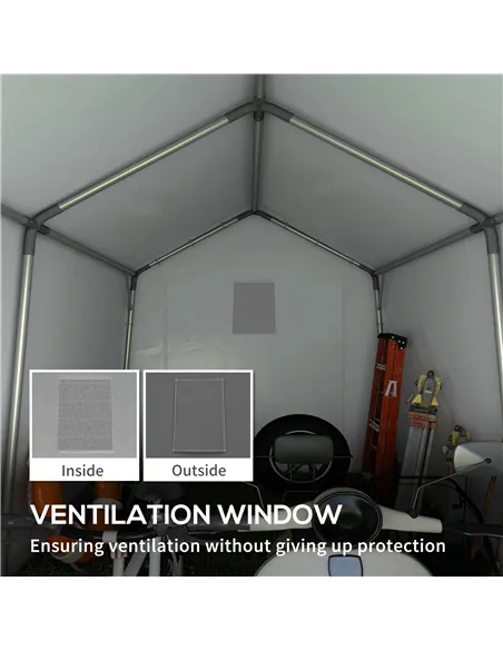 Outsunny 3.6 x 2.1m Portable Outdoor Shed, with Window - Dark Grey