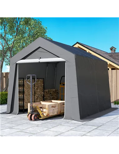 Outsunny 3.6 x 2.1m Portable Outdoor Shed, with Window - Dark Grey