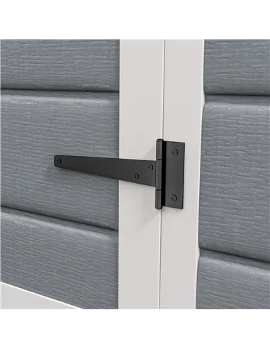 Outsunny 6'x4.5' Garden Storage Shed, Lockable Garden Shed with Double Doors, Window, Vent and Plastic Roof, Grey