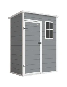 Outsunny 5' x 3' Garden Shed with Floor, Outdoor Storage Shed with Lockable Door, Window and Vent for Garden, Patio, Grey