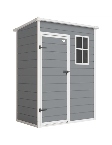 Outsunny 5' x 3' Garden Shed with Floor, Outdoor Storage Shed with Lockable Door, Window and Vent for Garden, Patio, Grey