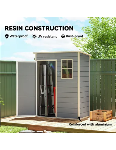 Outsunny 5' x 3' Garden Shed with Floor, Outdoor Storage Shed with Lockable Door, Window and Vent for Garden, Patio, Grey