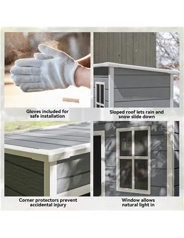 Outsunny 5' x 3' Garden Shed with Floor, Outdoor Storage Shed with Lockable Door, Window and Vent for Garden, Patio, Grey