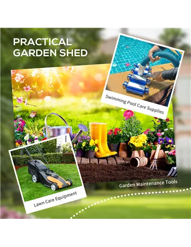 Outsunny 4'x5' Garden Storage Shed, Lean to Shed, Lockable Garden Shed with Window, Vent and Plastic Roof, Grey