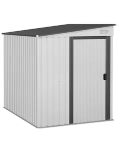 Outsunny 7 x 5ft Galvanised Metal Shed, with Sliding Door - White
