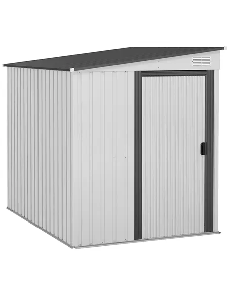 Outsunny 7 x 5ft Galvanised Metal Shed, with Sliding Door - White