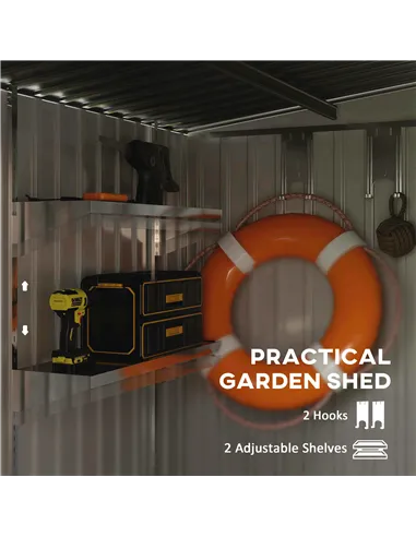 Outsunny 7 x 5ft Galvanised Metal Shed, with Sliding Door - White