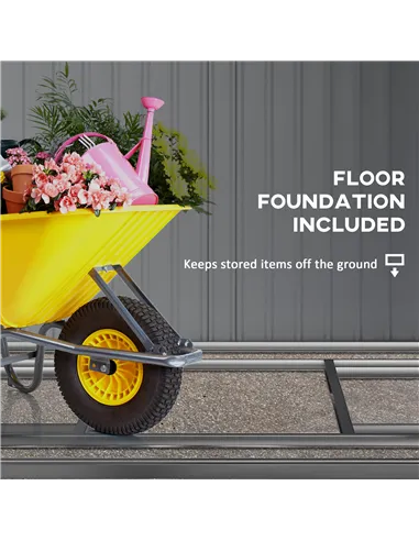 Outsunny 7 x 5ft Galvanised Metal Shed, with Sliding Door - White