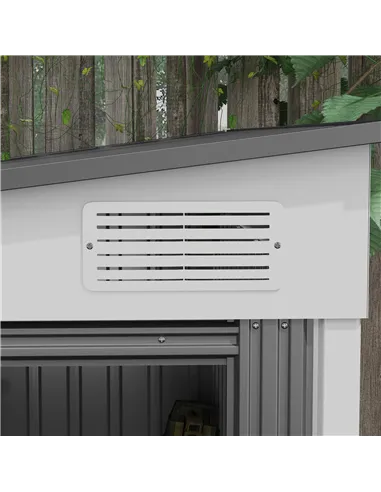 Outsunny 7 x 5ft Galvanised Metal Shed, with Sliding Door - White