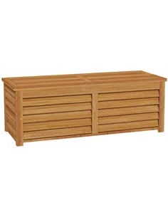 Outsunny 292L Outdoor Storage Box, Wooden Deck Box Garden Storage Container for Balcony, Porch, Poolside, Light Brown