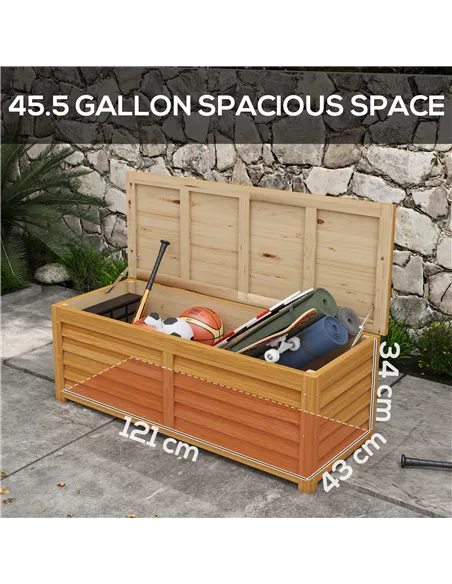Outsunny 292L Outdoor Storage Box, Wooden Deck Box Garden Storage Container for Balcony, Porch, Poolside, Light Brown