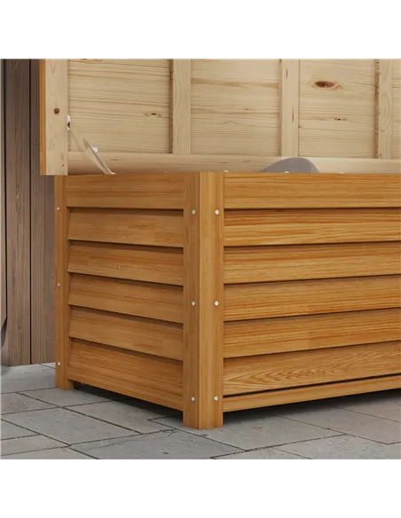 Outsunny 292L Outdoor Storage Box, Wooden Deck Box Garden Storage Container for Balcony, Porch, Poolside, Light Brown