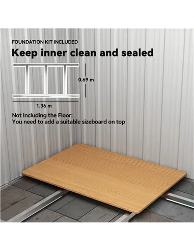 Outsunny Garden Metal Tool Storage Shed with Sliding Door, Sloped Roof and Floor Foundation, 152 x 132 x 188cm, Green