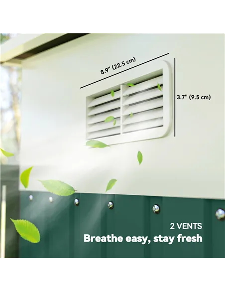 Outsunny Garden Metal Storage Shed Outdoor Metal Tool House with Double Sliding Doors and 2 Air Vents, 11.3x9.2ft, Green