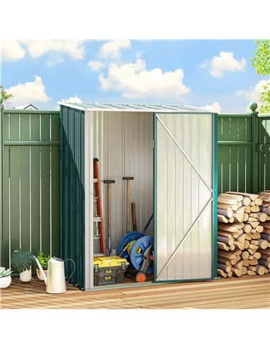 Outsunny 5.3 x 3.1ft Corrugated Steel Garden Shed - Green