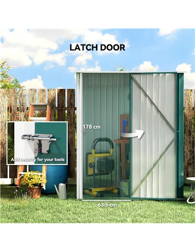 Outsunny 5.3 x 3.1ft Corrugated Steel Garden Shed - Green