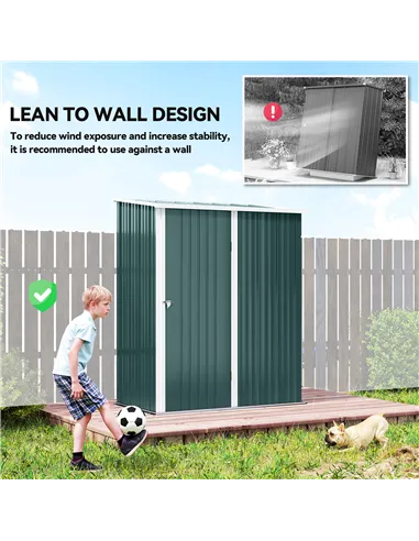 Outsunny 5.3 x 3.1ft Corrugated Steel Garden Shed - Green