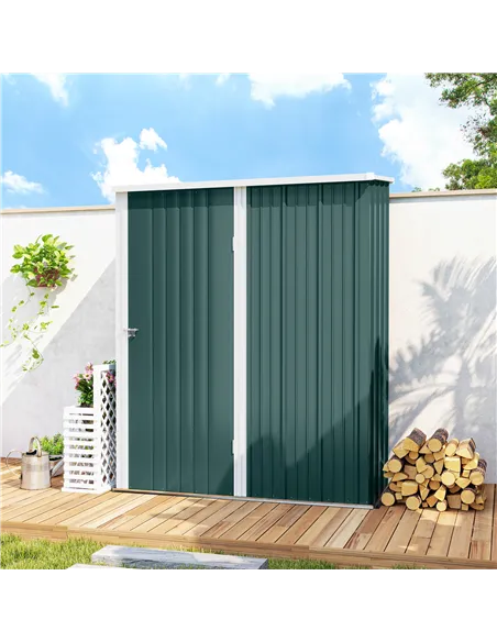 Outsunny 5.3 x 3.1ft Corrugated Steel Garden Shed - Green