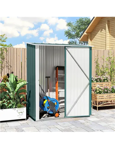 Outsunny 5.3 x 3.1ft Corrugated Steel Garden Shed - Green