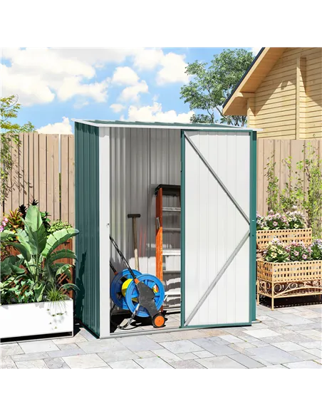 Outsunny 5.3 x 3.1ft Corrugated Steel Garden Shed - Green