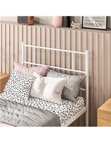 HOMCOM Single Bed Frame, Metal Bed Base with Headboard and Footboard, Metal Slat Support and 31cm Underbed Storage Space