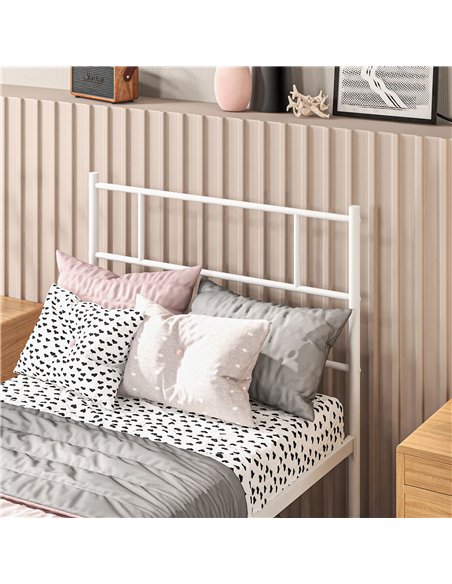 HOMCOM Single Bed Frame, Metal Bed Base with Headboard and Footboard, Metal Slat Support and 31cm Underbed Storage Space