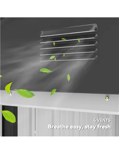 Outsunny 6.5x3.5ft Metal Garden Storage Shed for Outdoor Tool Storage with Double Sliding Doors and 4 Vents, Dark Grey