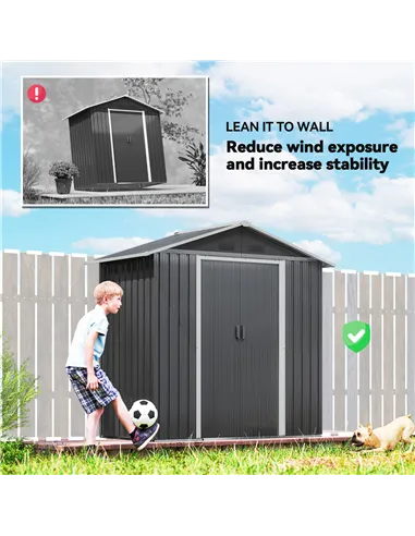 Outsunny 6.5x3.5ft Metal Garden Storage Shed for Outdoor Tool Storage with Double Sliding Doors and 4 Vents, Dark Grey
