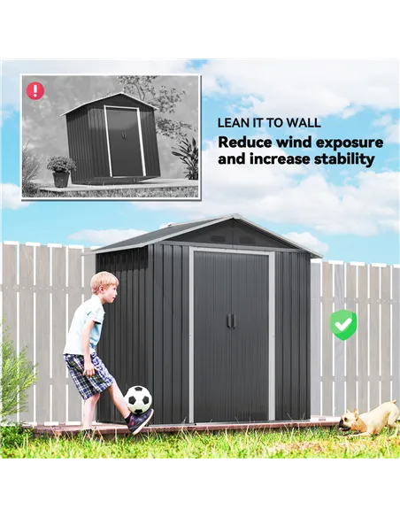 Outsunny 6.5x3.5ft Metal Garden Storage Shed for Outdoor Tool Storage with Double Sliding Doors and 4 Vents, Dark Grey