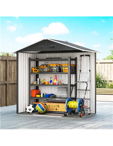 Outsunny 6.5x3.5ft Metal Garden Storage Shed for Outdoor Tool Storage with Double Sliding Doors and 4 Vents, Dark Grey