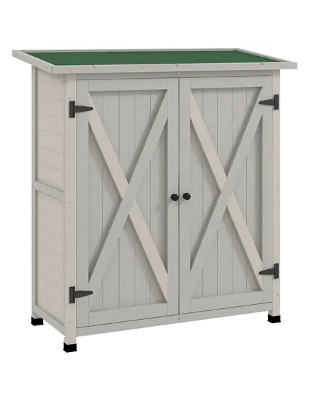 Outsunny 46.5 x 97cm Compact Wooden Storage Shed - Light Grey