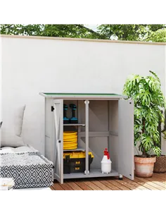 Outsunny 46.5 x 97cm Compact Wooden Storage Shed - Light Grey 2