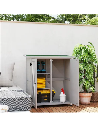 Outsunny 46.5 x 97cm Compact Wooden Storage Shed - Light Grey