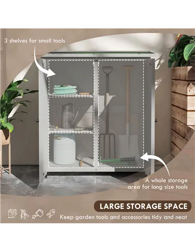 Outsunny 46.5 x 97cm Compact Wooden Storage Shed - Light Grey