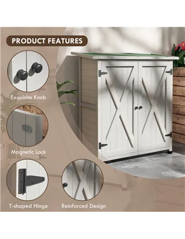 Outsunny 46.5 x 97cm Compact Wooden Storage Shed - Light Grey