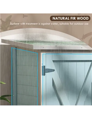 Outsunny 46.5 x 97cm Compact Wooden Storage Shed - Light Grey