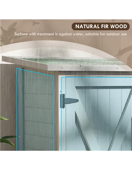 Outsunny 46.5 x 97cm Compact Wooden Storage Shed - Light Grey
