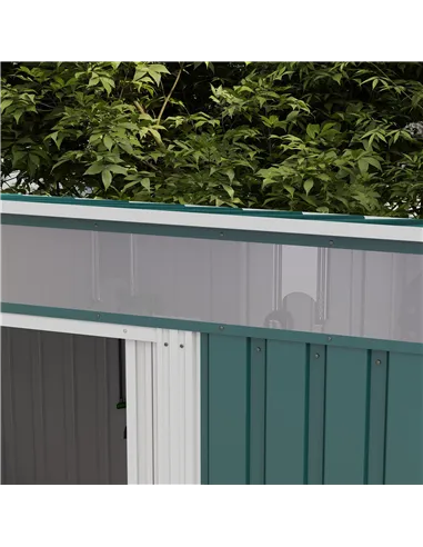 Outsunny 6.5 x 4FT Galvanised Metal Shed with Foundation Kit, Lockable Tool Garden Shed with Double Sliding Doors, Vents, Green